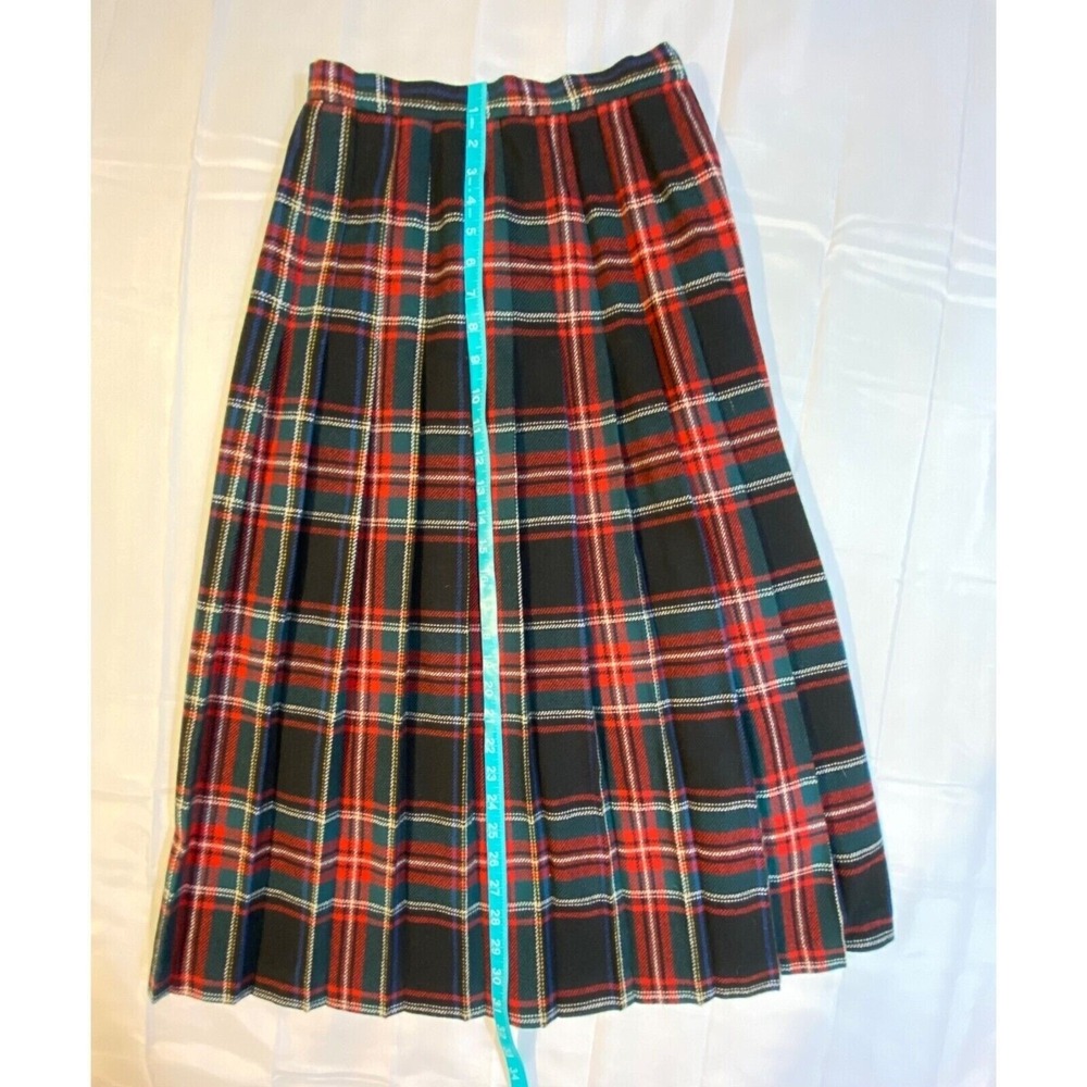 Vintage‎ Garfinckel's Pleated Wool Red Plaid Skirt Size 7/8